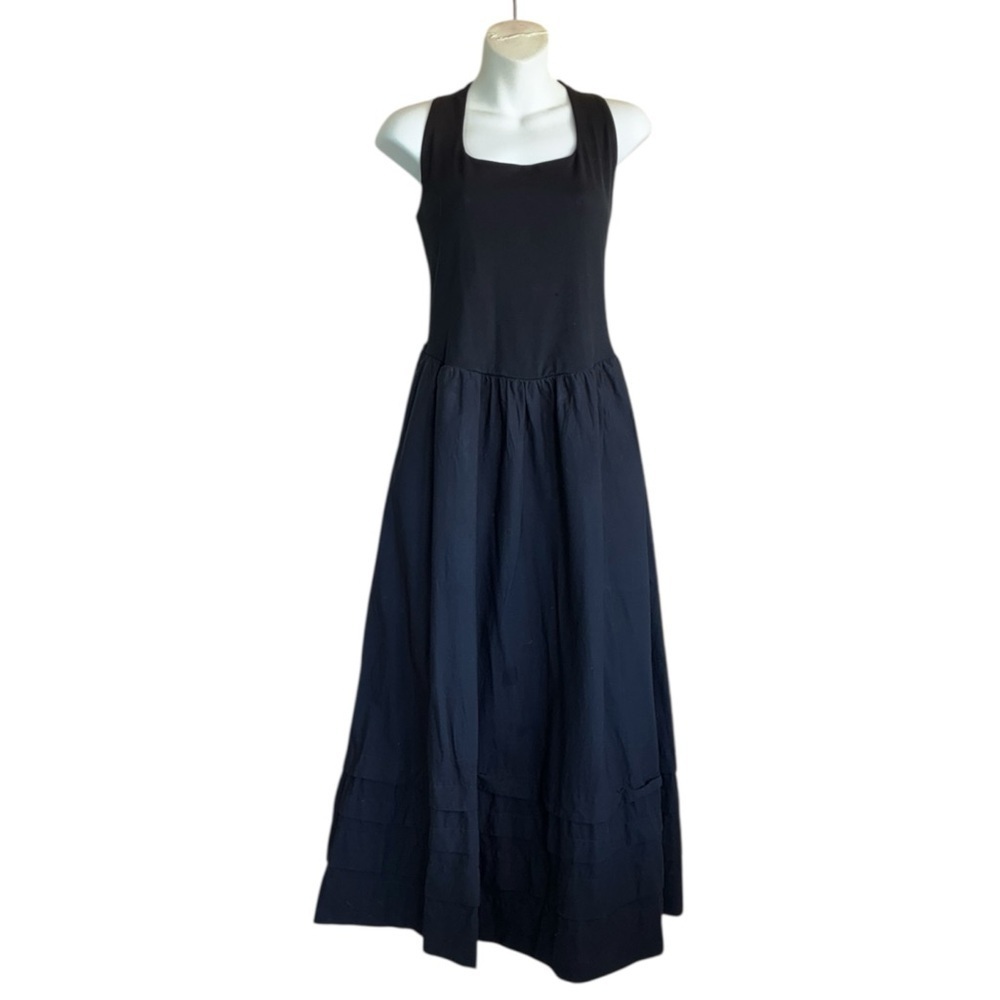 J. Crew Dress Women's M, Black Tank dress with knit top, full tiered skirt.EUC